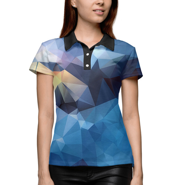 Женское поло с изображением Полигоны цвета Белый