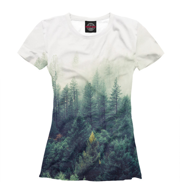Женская футболка с изображением Сибирский лес цвета Белый