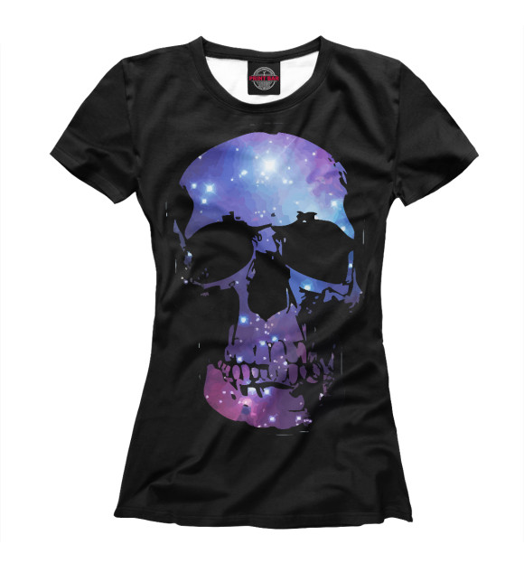 Женская футболка с изображением Space Skull цвета Белый
