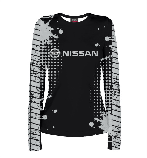 Женский лонгслив с изображением Nissan цвета Белый