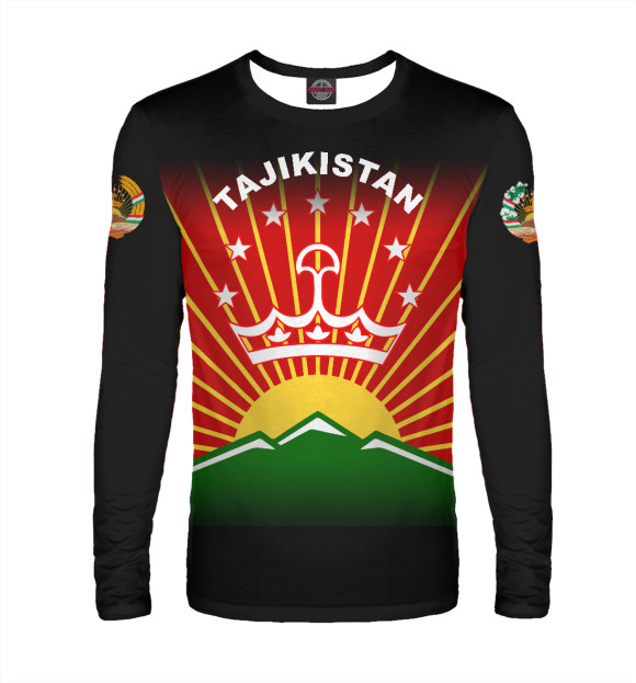 Мужской лонгслив с изображением Tajikistan цвета Белый