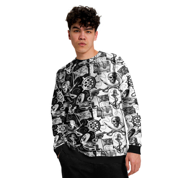 Мужской свитшот с изображением Пираты (pattern) цвета Белый