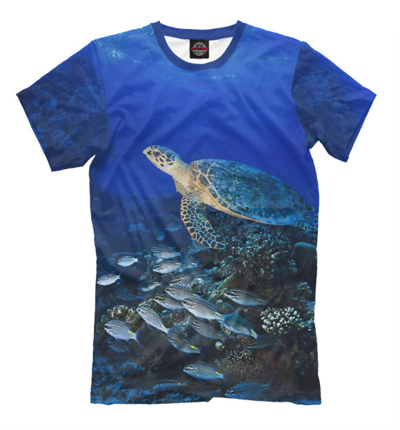 Мужская футболка с изображением Морская черепаха цвета Молочно-белый