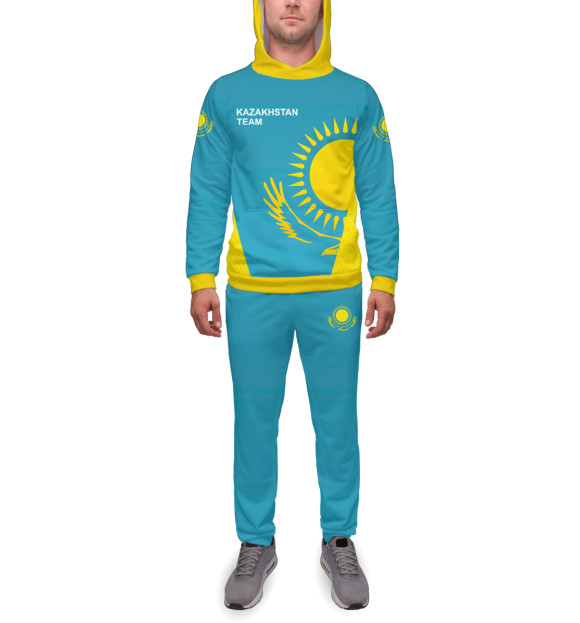 Мужской спортивный костюм с изображением Казахстан цвета Белый