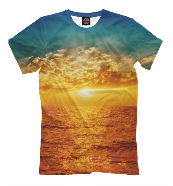 Мужская футболка с изображением Прекрасный морской закат цвета Светло-коричневый