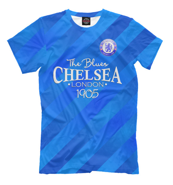 Мужская футболка с изображением Chelsea-The Blues цвета Грязно-голубой