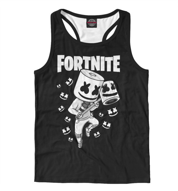Мужская майка-борцовка с изображением Fortnite Marshmello цвета Белый