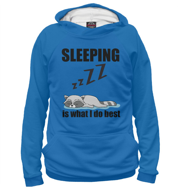 Женское худи с изображением Raccoon Sleeping цвета Белый