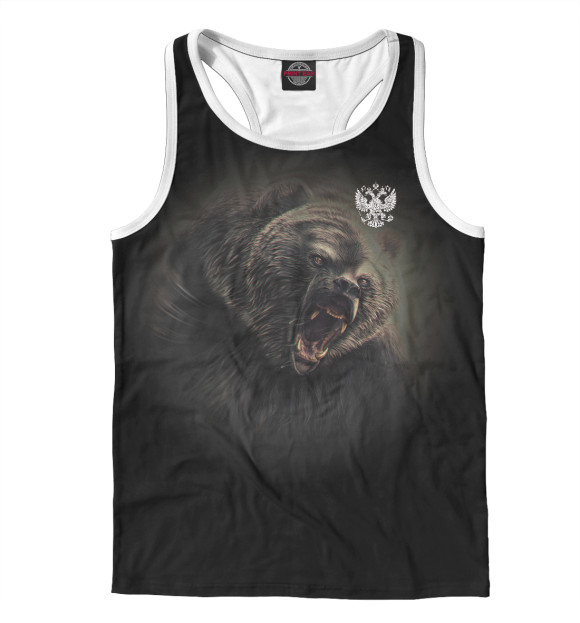 Мужская майка-борцовка с изображением Медведь цвета Белый