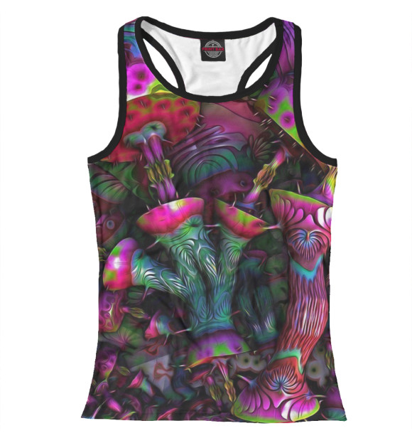 Женская майка-борцовка с изображением Грибы цвета Белый