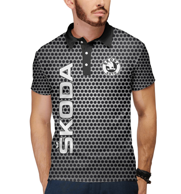 Мужское поло с изображением Skoda цвета Белый