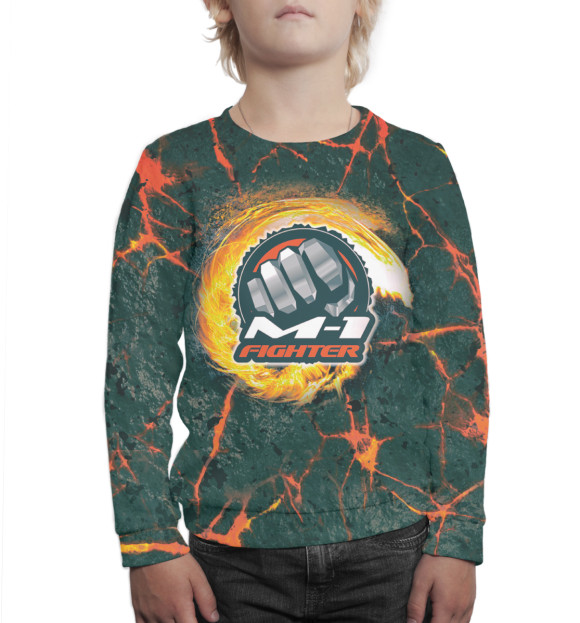 Свитшот для мальчиков с изображением M-1 Fighter цвета Белый