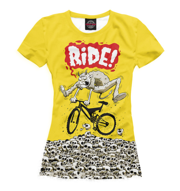 Женская футболка с изображением Ride! цвета Белый