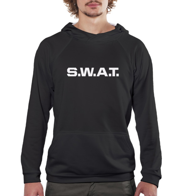 Мужское худи с изображением SWAT цвета Белый