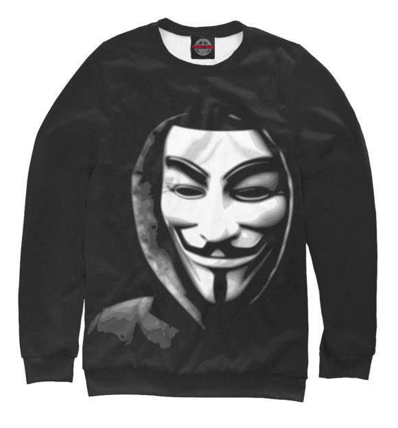 Мужской свитшот с изображением Анонимус цвета Белый