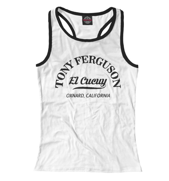 Женская майка-борцовка с притом Tony Ferguson Эль Кукуй цвета Белый Женская майка-борцовка с изображением Tony Ferguson Эль Кукуй цвета Белый