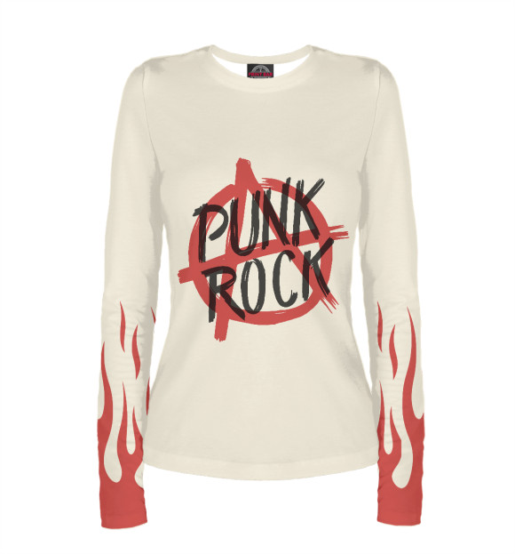 Женский лонгслив с изображением Punk Rock цвета Белый