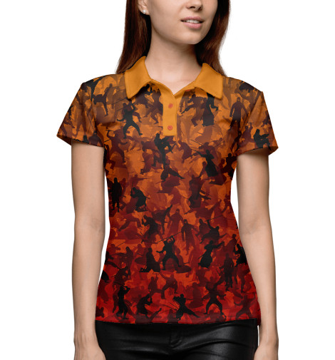 

Поло Print Bar, Белый, Ниндзя