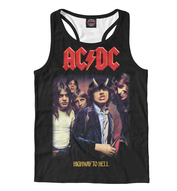 Мужская майка-борцовка с изображением AC/DC цвета Белый