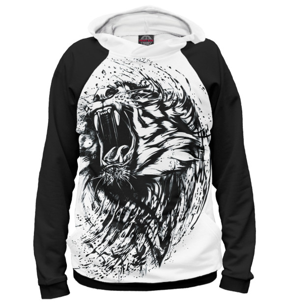 Женское худи с изображением Тигр цвета Белый