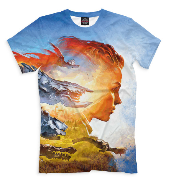 Мужская футболка с изображением Horizon Zero Dawn цвета Молочно-белый