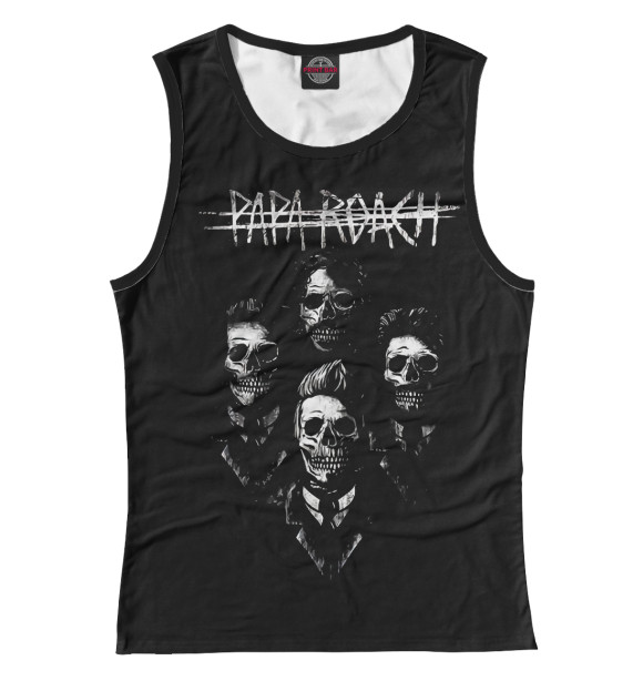 Майка для девочки с притом Papa Roach цвета Белый Майка для девочки с изображением Papa Roach цвета Белый