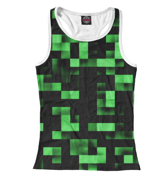 Женская майка-борцовка с изображением Зеленые кубики цвета Белый