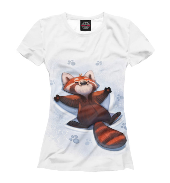 Женская футболка с изображением Красная панда цвета Белый