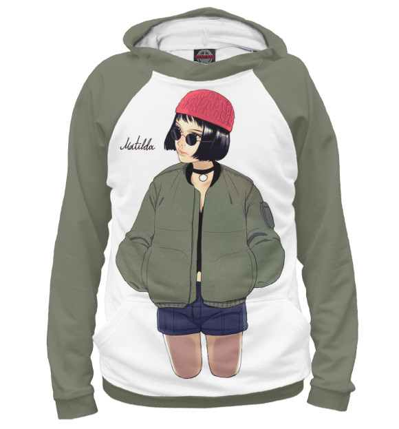 Мужское худи с изображением Леон цвета Белый