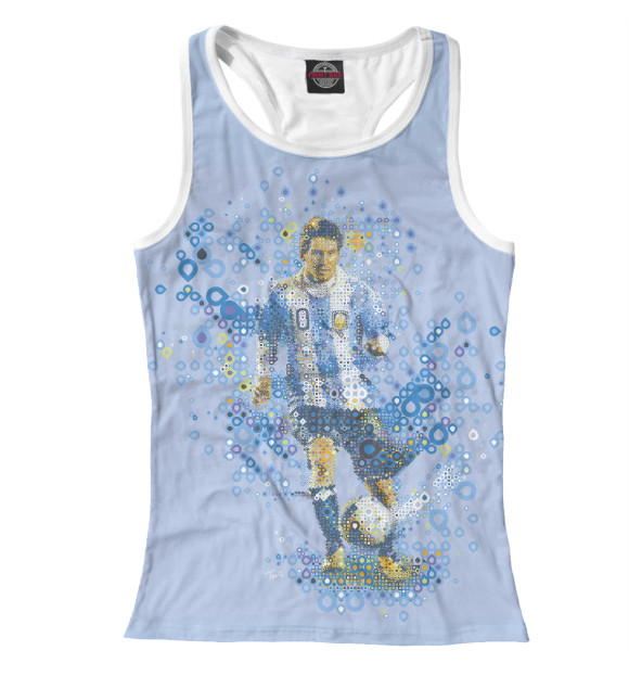 Женская майка-борцовка с изображением Лео Месси цвета Белый