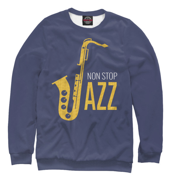Женский свитшот с изображением Non stop Jazz цвета Белый