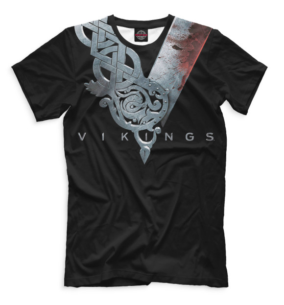 Мужская футболка с изображением Викинги цвета Черный