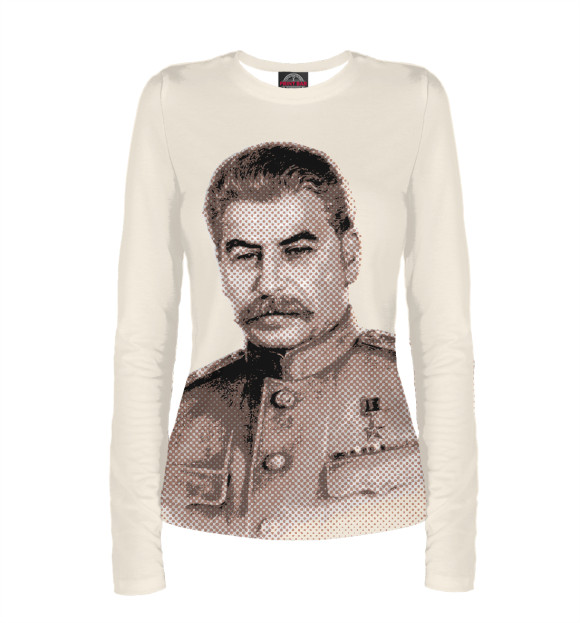 Женский лонгслив с изображением Сталин цвета Белый