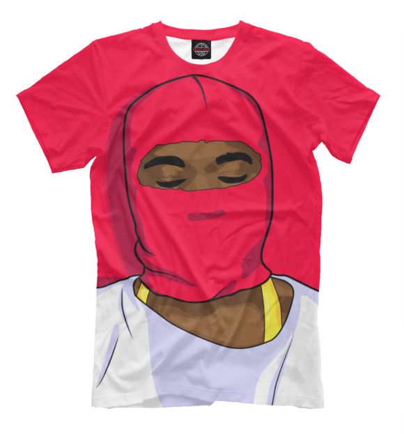 Мужская футболка с изображением Yeezy mask цвета Темно-розовый