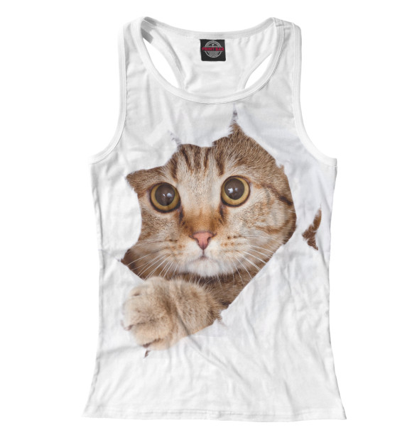 Женская майка-борцовка с изображением Котёнок цвета Белый