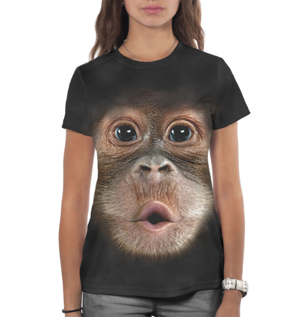 Женская футболка с изображением Орангутанг цвета Белый