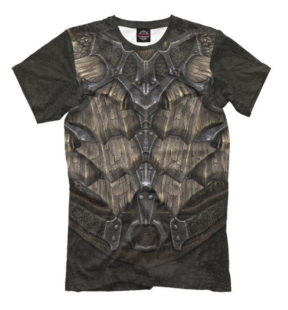 Мужская футболка с изображением Skyrim: Dragonscale Armor цвета Молочно-белый