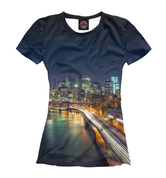 Женская футболка с изображением Город на Реке цвета Белый