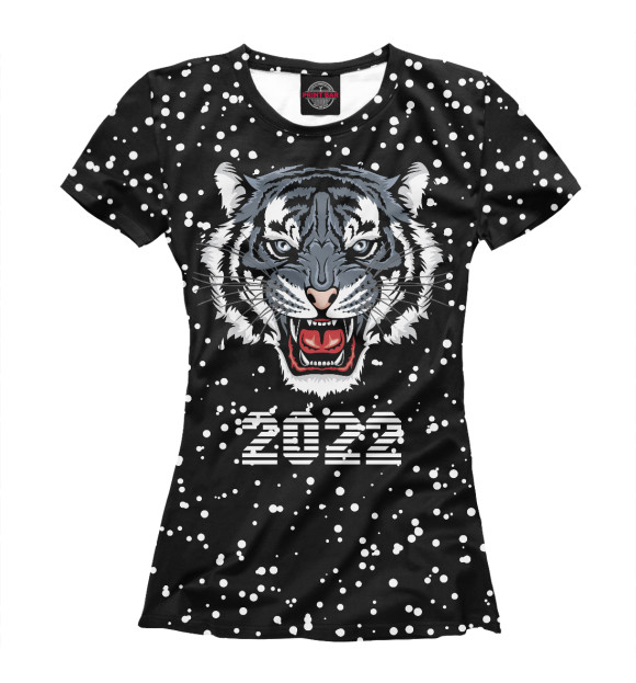 Женская футболка с изображением Черный водяной тигр 2022 цвета Белый
