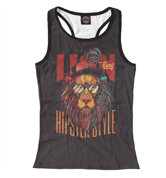 Женская майка-борцовка с изображением Хипстерский Лев цвета Белый