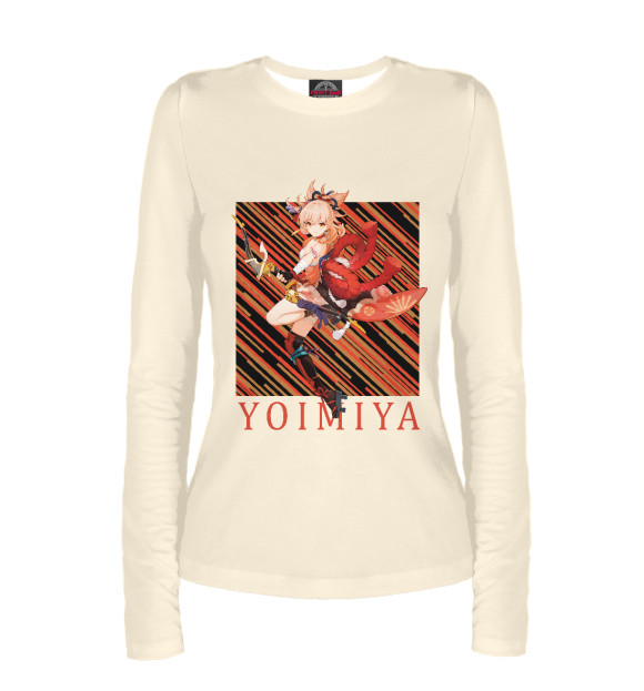 Женский лонгслив с изображением Ёимия геншин импакт цвета Белый