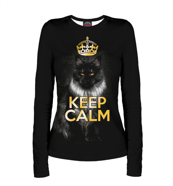 Женский лонгслив с изображением Keep calm цвета Белый