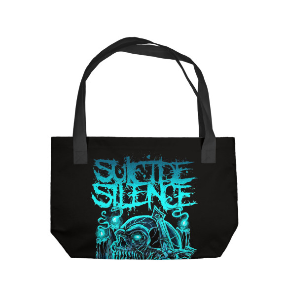 Пляжная сумка с притом Suicide Silence цвета  Пляжная сумка с изображением Suicide Silence цвета