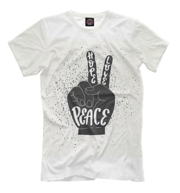 Мужская футболка с изображением Peace цвета Молочно-белый