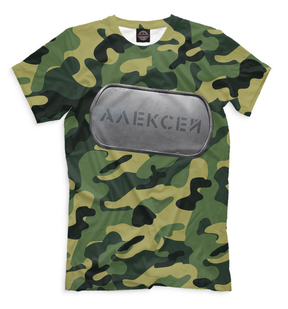 Мужская футболка с изображением Военный Алексей цвета Серый