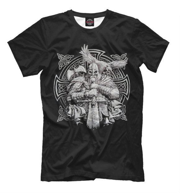 Мужская футболка с изображением Воин цвета Черный