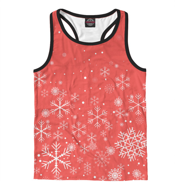 Мужская майка-борцовка с изображением Новогодние снежинки цвета Белый