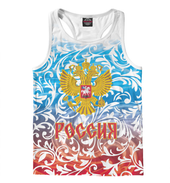 Мужская майка-борцовка с изображением Сборная России цвета Белый