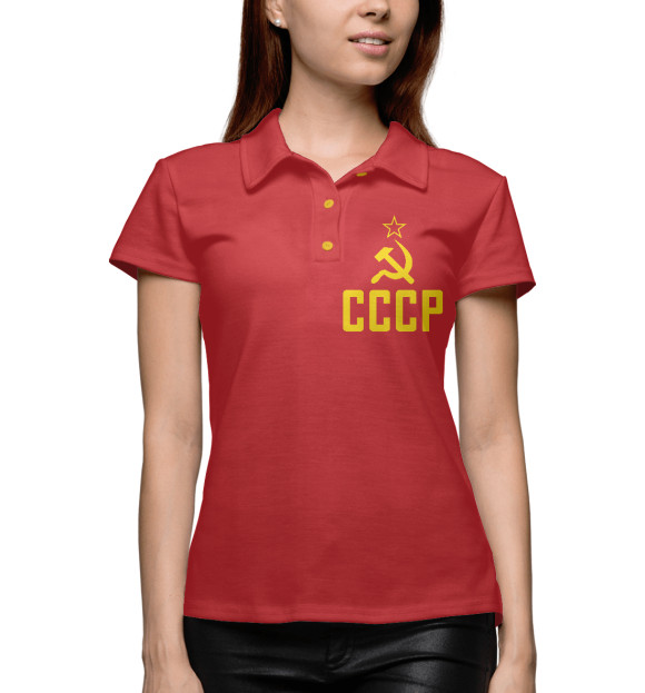Женское поло с изображением СССР цвета Белый