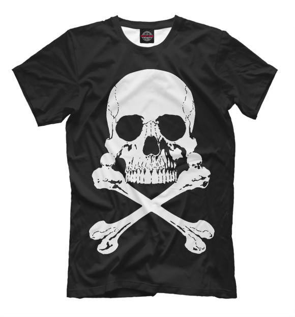 Мужская футболка с изображением Череп и кости цвета Черный